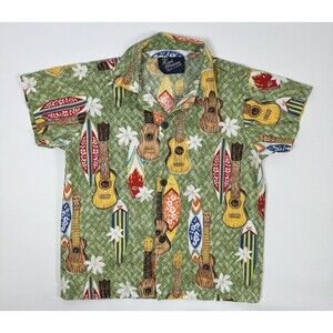 Royal Creations Shirt Boys Size 6 Aloha Hawaiian Ukulele Surfboard Made USA